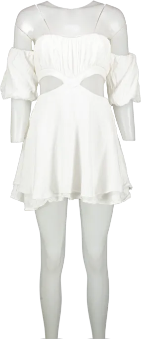 Runaway The Label White Linen Blend Cut Out Mini Dress UK 8