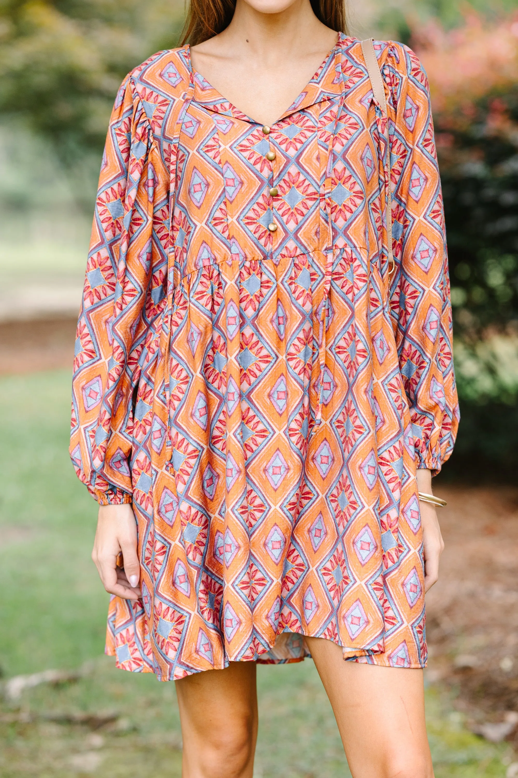 See You There Rust Orange Abstract Dress