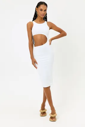 Twelve Terry High Neck Dress - White