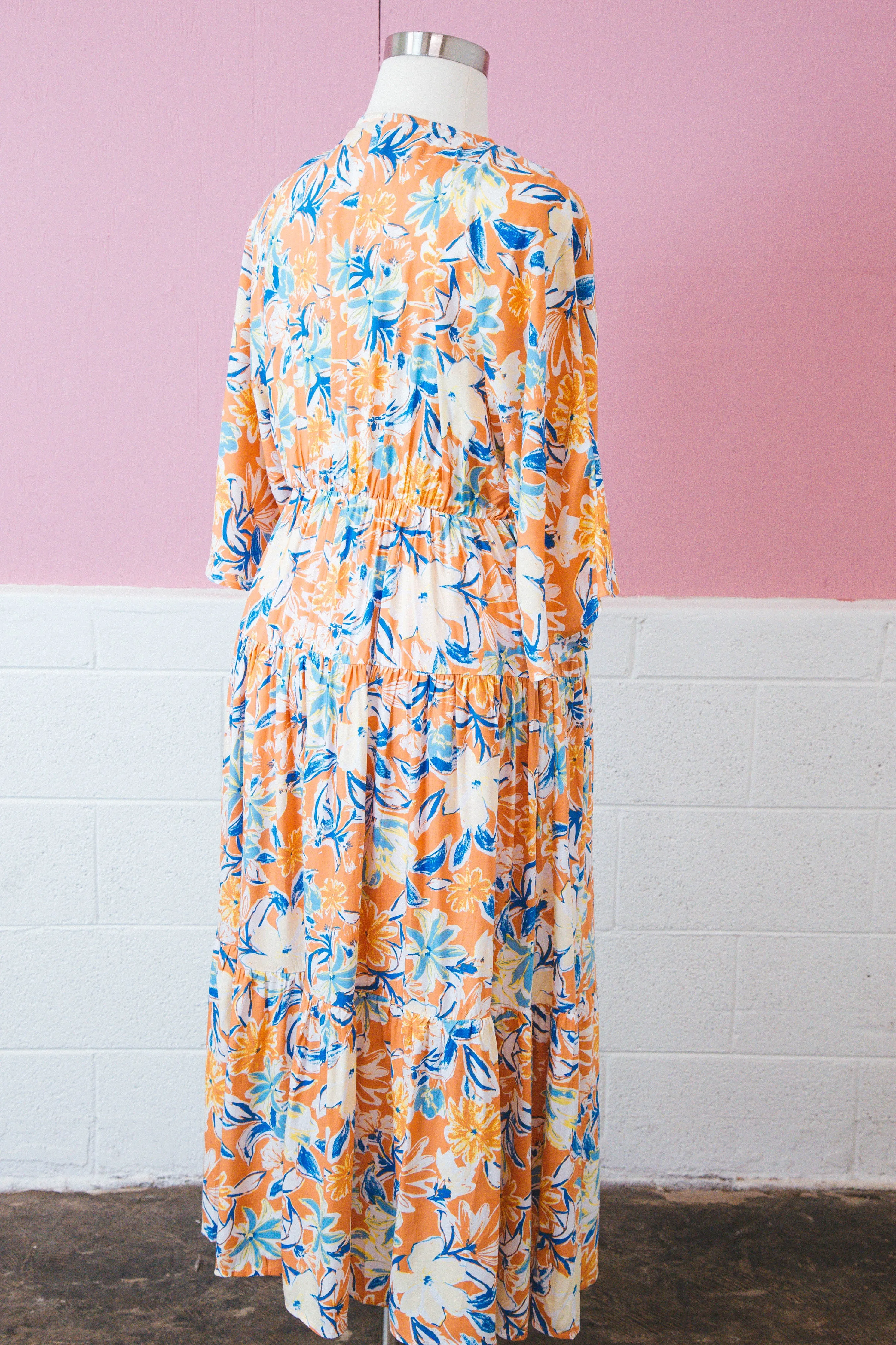 Ximena Floral Maxi Dress, Apricot | Extended Sizes