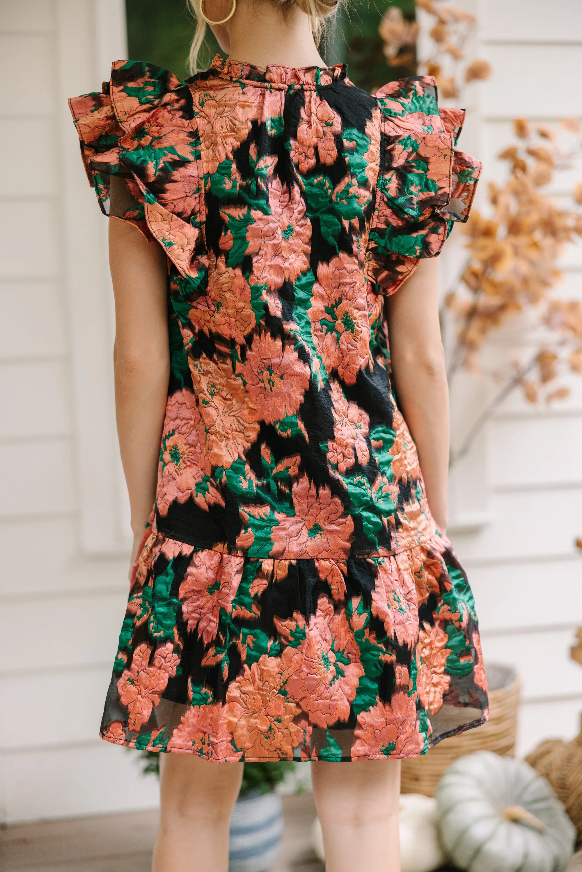 You're The One Black Floral Ruffled Dress