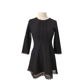 ZARA Black Knit Lace Knee-length Dress | Brand New |